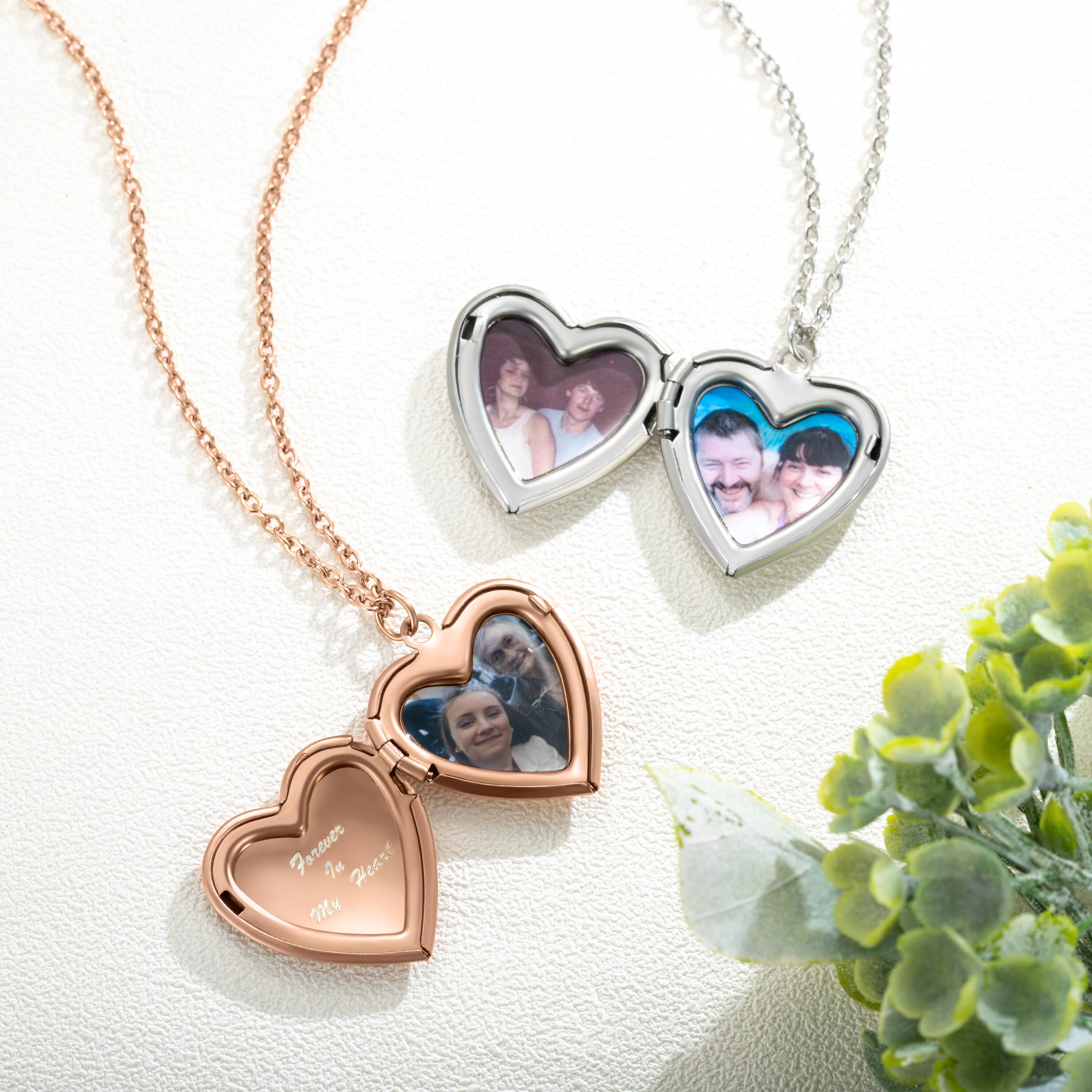 Heart shaped locket for couples with picture top