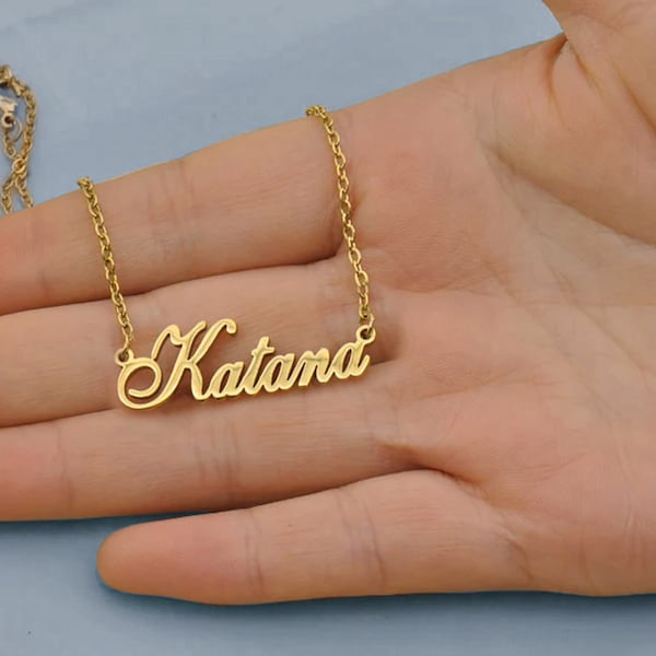 Custom Name Necklace Personalized, 14K Gold Plated Personalized Name Necklace Dainty Name Plate Necklace Jewelry Personalized Gift for Women