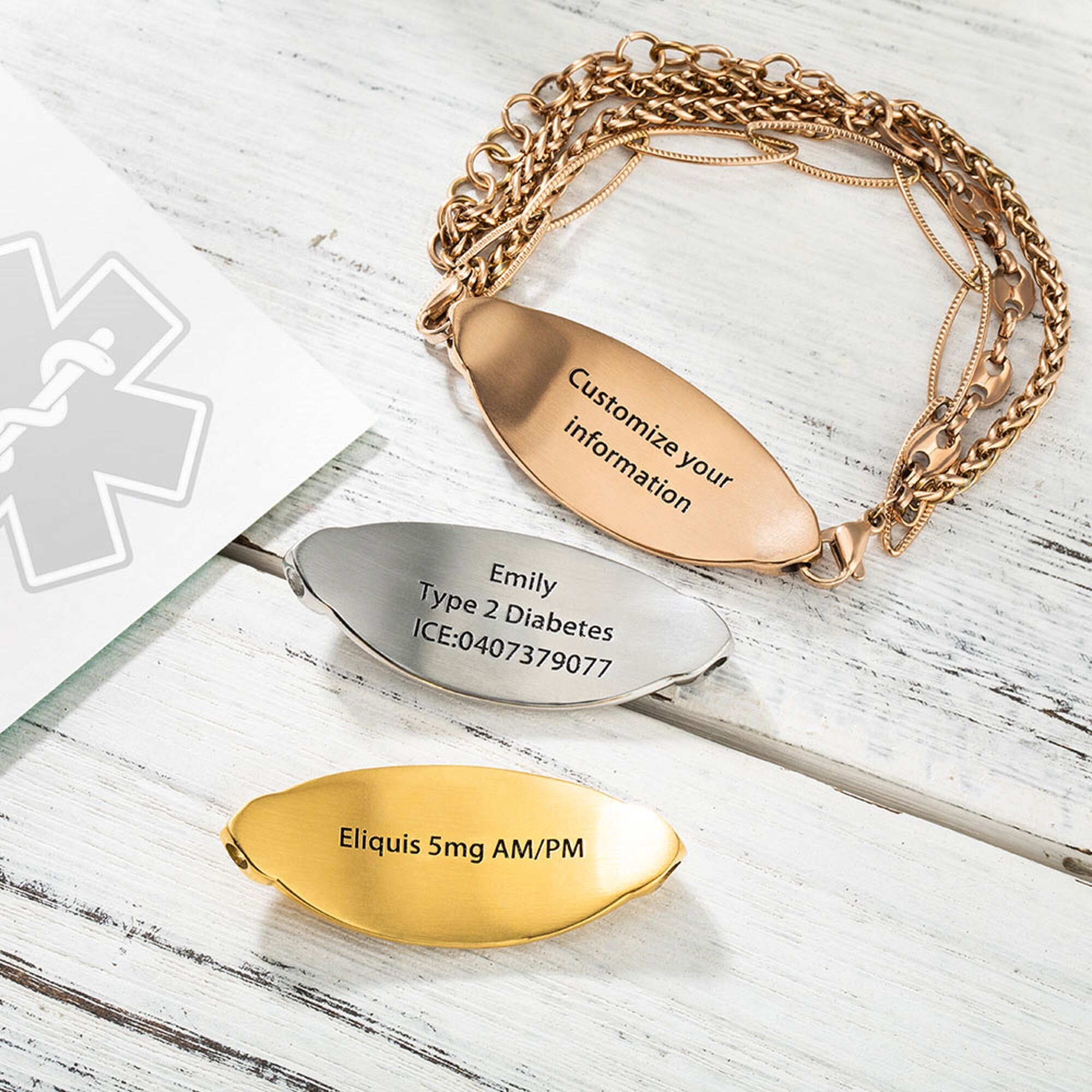 Personalized Medical Alert ID Bracelet With Engraving, Emergency ...