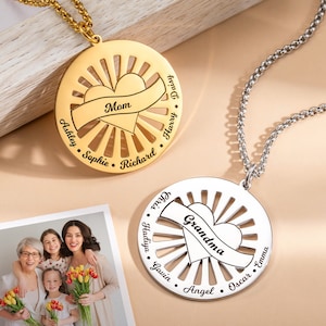 Personalized Circle Pendant Necklace With Name, Sterling Silver Necklace, Birthday/Mother&#39;s Day Gift For Mom/Grandma/Family