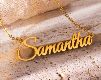 Name Necklace - Quality Custom Name Necklace with 18" Chain in Sterling Silver or 14k Gold Name Necklace Personalized with any Name or Word