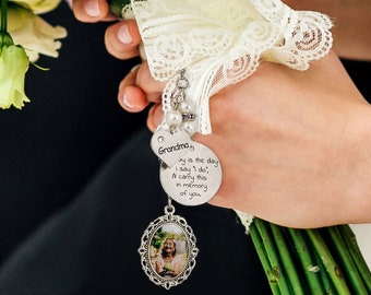 1Pc Breloque Photo Bouquet Mariage Avec 1Pc Cabochons Ovales