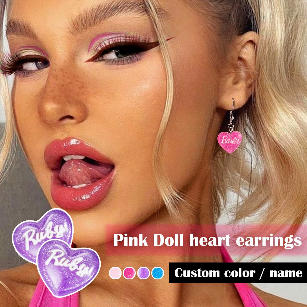 Orecchini pendenti personalizzati in acrilico con iniziale rosa