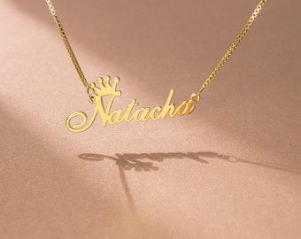 Name Necklace Personalized Crown 925 Sterling Silver Custom Name Necklace Pendant Gift for Women Girls