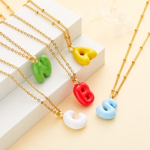 Collar personalizado con letras de burbujas coloridas en 3D, collar con inicial de globo, joyería para mujer, regalo para el Día de la Madre/Día del Niño para mamá/niña/ella