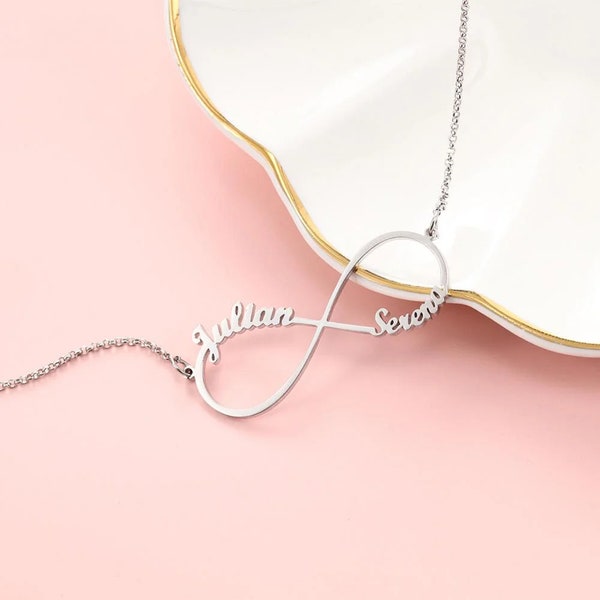 Infinity Name Necklaces Silver Personalized Custom Name Necklaces for Women Great Gift 18K Gold Plated Name Necklace Eternal Jewelry