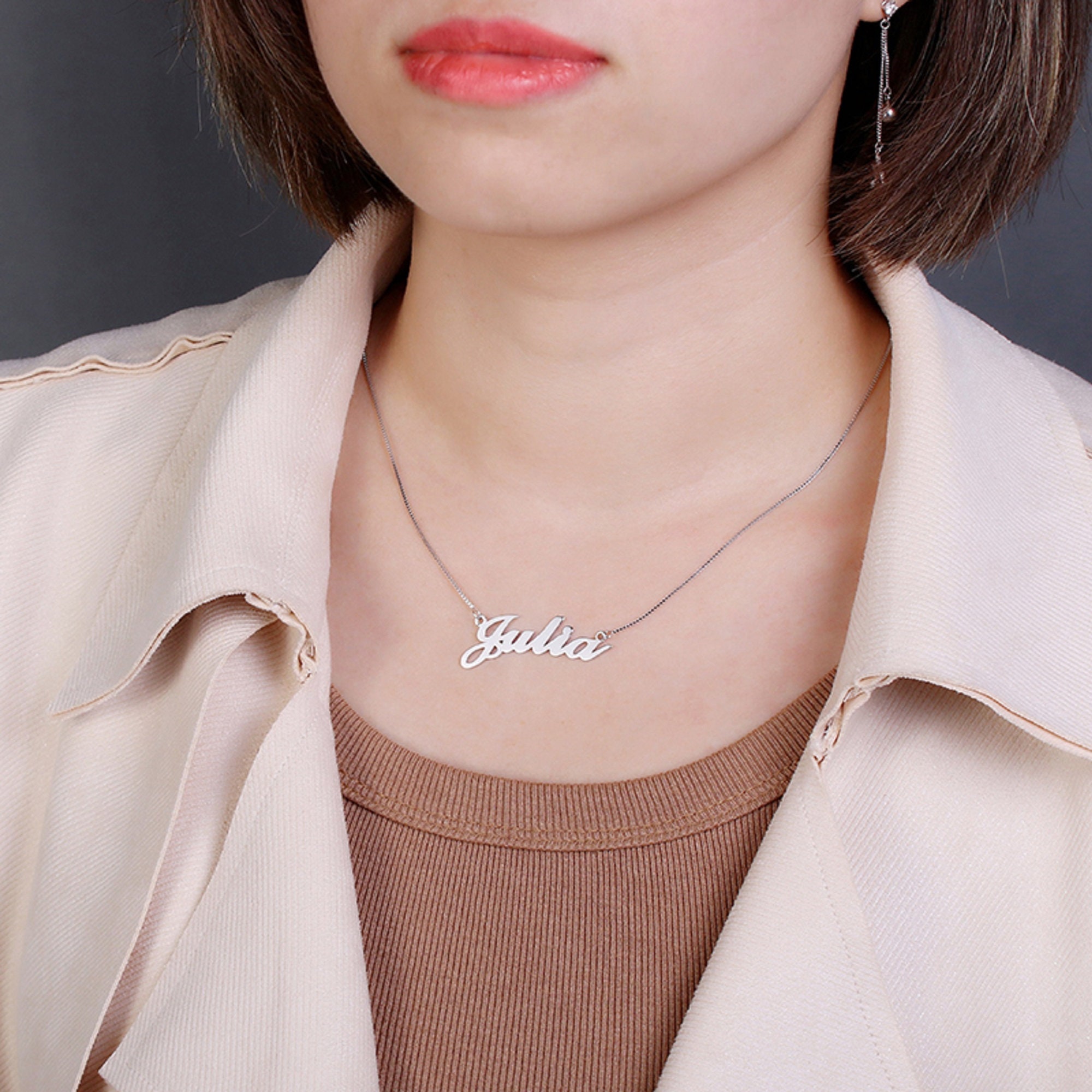 Personalized Classic Name Necklace in Silver Custom Made Pendant Personalized Gold Plated Name Necklace for Mom Women Girls Etsy Canada
