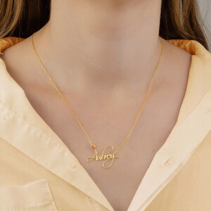 Custom Name Necklace with Birthstone for Women, Customized Nameplate Necklace Dainty Personalized Jewelry Gifts Idea for Girlfriend