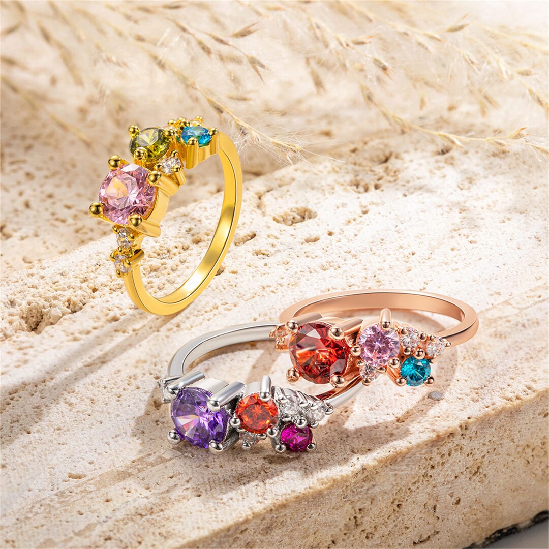 Dainty Handcrafted Multi-birthstone Ring, Sterling Silver 925/brass ...