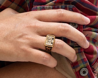 Personalized Flip Dad Ring With Kids Name Birthstone, Custom Dad