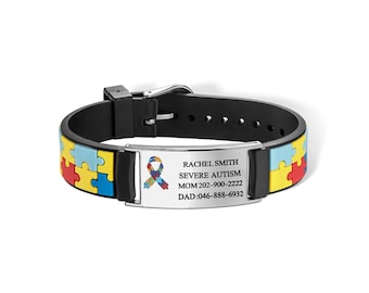 Engraved Medical Alert Bracelet for Kid, Children's Autism Awareness Medical Alert Bracelet, Kid's ID Bracelet