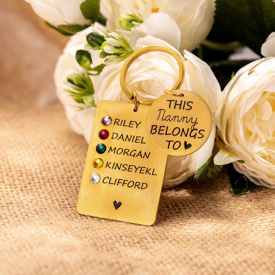 Personalized Birthstone Keychain Gift for Mom Grandma, Custom Keychain ...