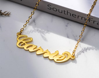 Name Necklace Personalized, Custom Made Nameplate Necklace Dainty Sterling Silver Gift for Mother Girlfriend