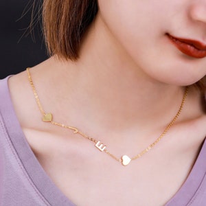 Custom Sideways Initial Necklace Sterling Silver, Personalized 14K Gold Plated Initial Necklace, Birthstone Necklace, Mother’s Day Gift