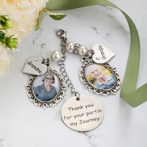 Custom Photo Charm for Bridal Memorial Bouquet Charm Pendant with any photo. Oval Shape Keepsake with Ribbon. Wedding Flower Bride Ideas image 2