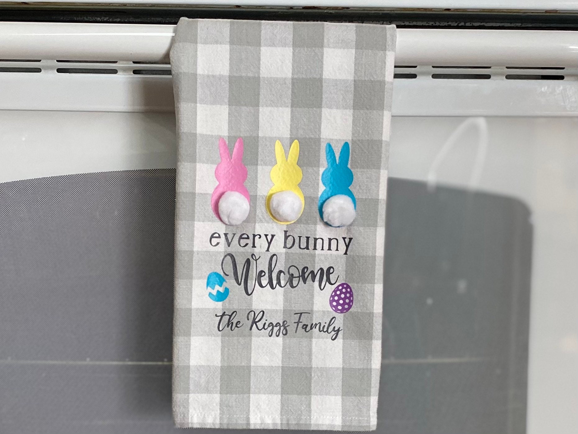 Easter Bunny Kitchen Towel with Personalization Every Bunny Etsy