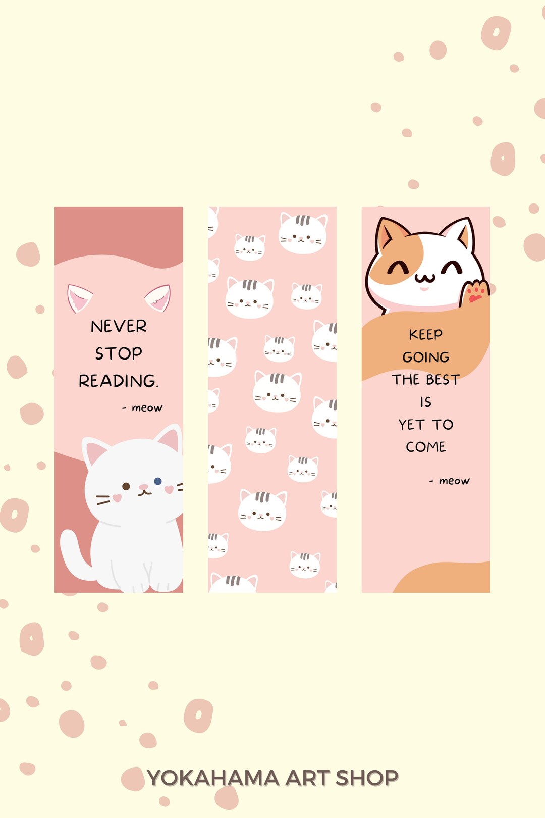 Cute Cat Themed Printable Bookmarks, Download, Digital Product, PDF