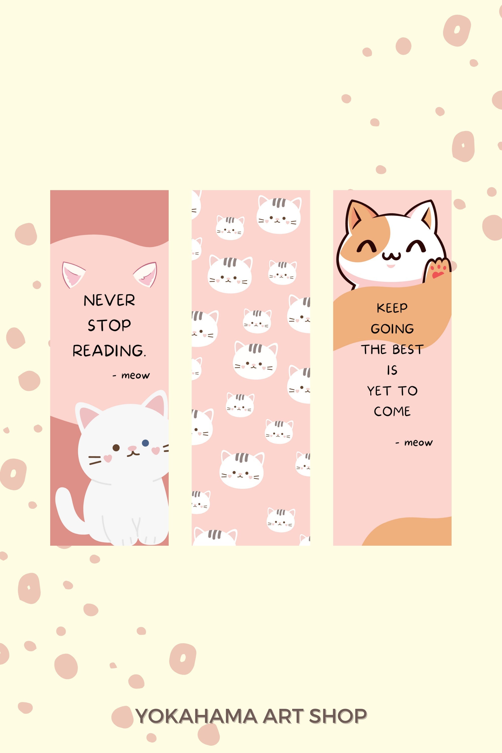 Cute Cat Themed Printable Bookmarks, Download, Digital Product, PDF