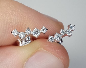 Cluster Diamond Stud, Multi Diamond Studs, 14K Cluster Earrings, Dainty Genuine Diamond Studs, Tiny Cluster Studs