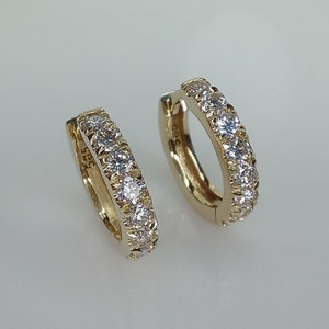 Big Thick Diamond Huggies, Bold Diamond Earrings, 14K Huggie Hoops, 18K Chunky Big Diamond Huggies