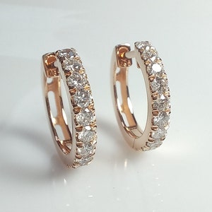 Big Diamond Hoops, Diamond Earrings, 14K Solid Gold Diamond Huggies, Thick Diamond Huggies