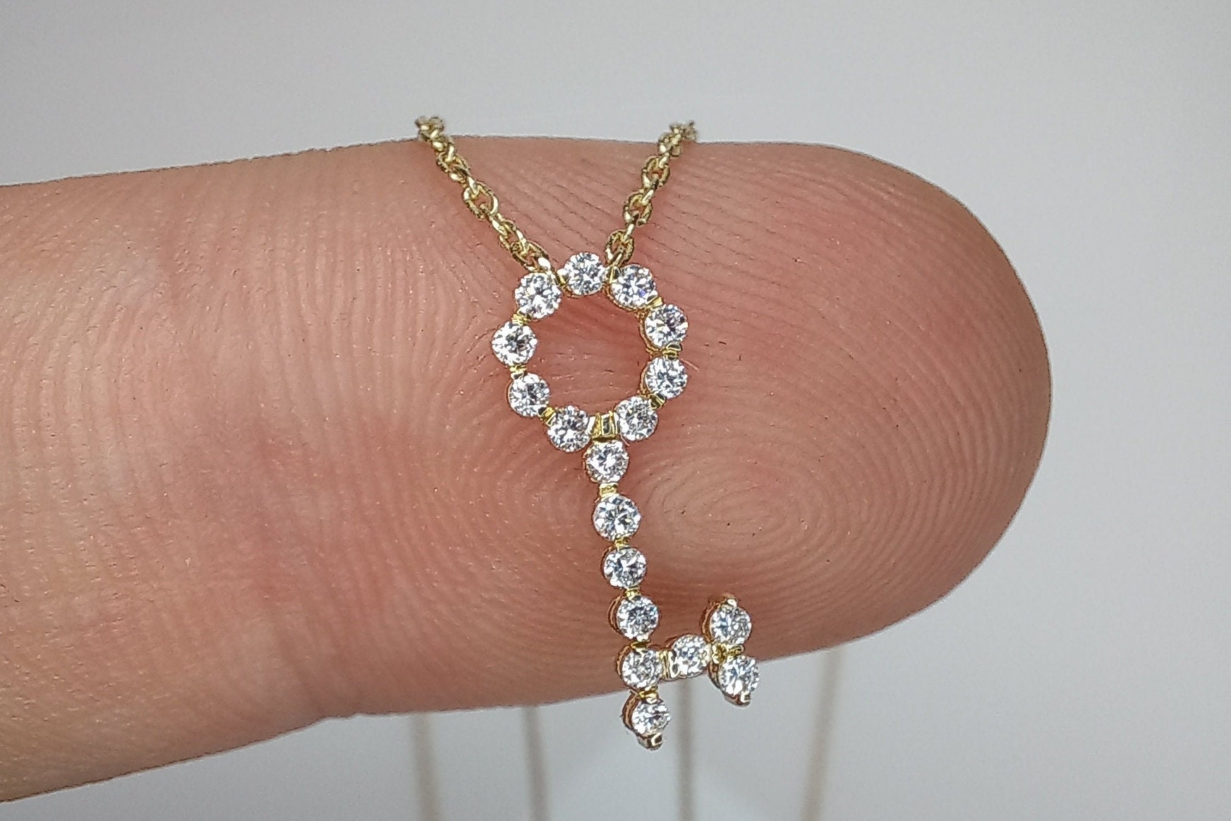 Diamond Key Necklace 14K Solid Gold Key Pendant Diamond Key