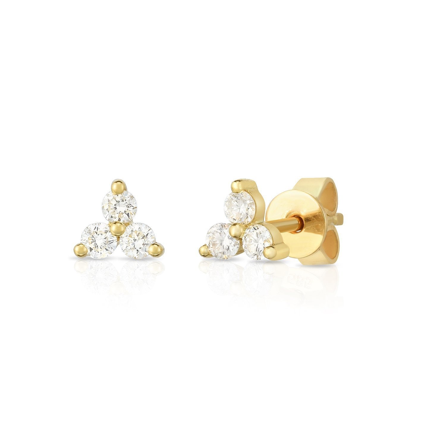 Trio Diamond Stud Earrings, Triangle Diamond Studs, 14K Gold Studs, Tiny  Earrings, Diamond Studs, Three Stone Studs, Geniue Diamond Earrings - Etsy