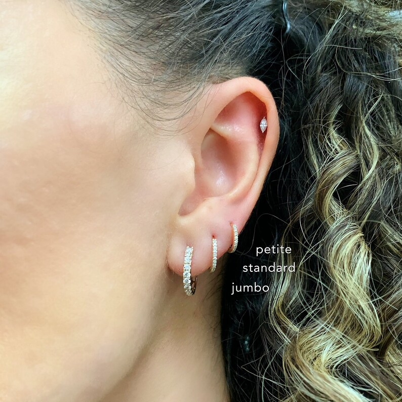 Petite Hoops Big Diamond Hoops Standart Hoops Geniue Diamond Earrings 14K Solid Gold Hoops Diamond Earrings Diamond Huggies