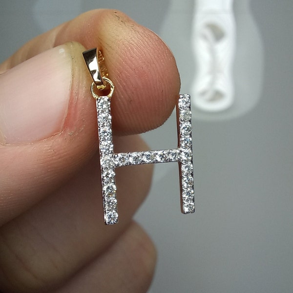 Big Diamond İnitial Pendant, 14K Diamond Letter Charm, Large Genuine Diamond İnitial Necklace, Christmas İnitial Gift, Eye Catching İnitials