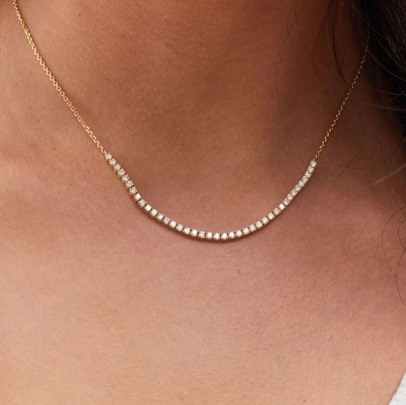 18K White Gold Diamond Half Tennis Necklace - Nazar's & Co. Jewelers