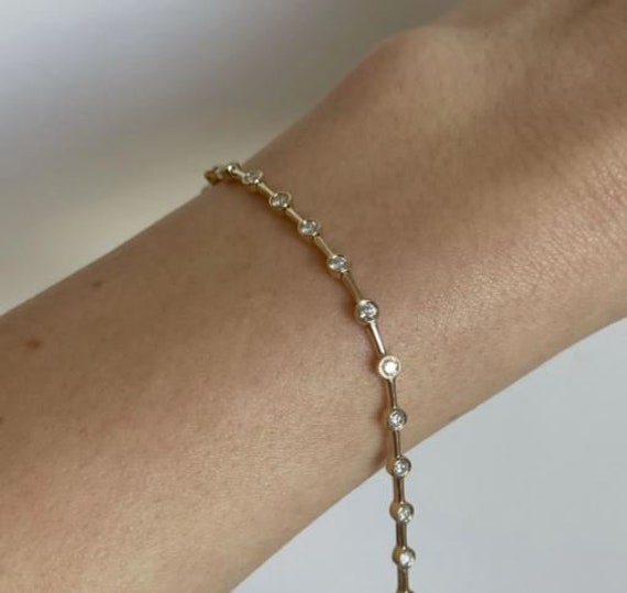 14K Floating Diamond Bracelet Distance Diamond Bracelet 1.5ct