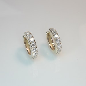 Thick Diamond Huggies, 18K Bold Diamond Earrings, 14K Huggie Hoops, Chunky Big Diamond Huggies