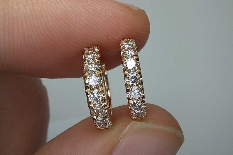 Big Thick Diamond Huggies Bold Diamond Earrings 14K Huggie - Etsy