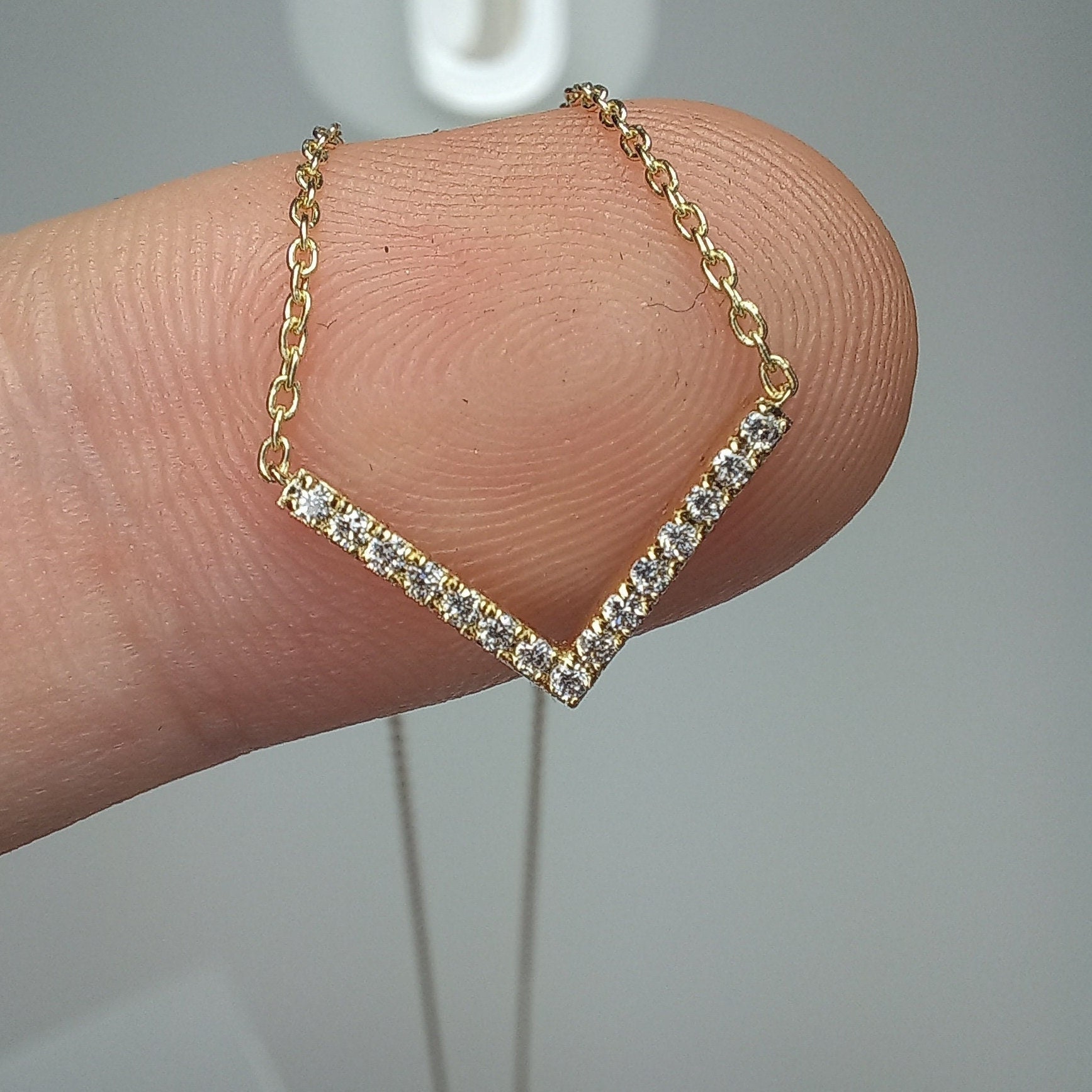 Tiny Pavé V Necklace