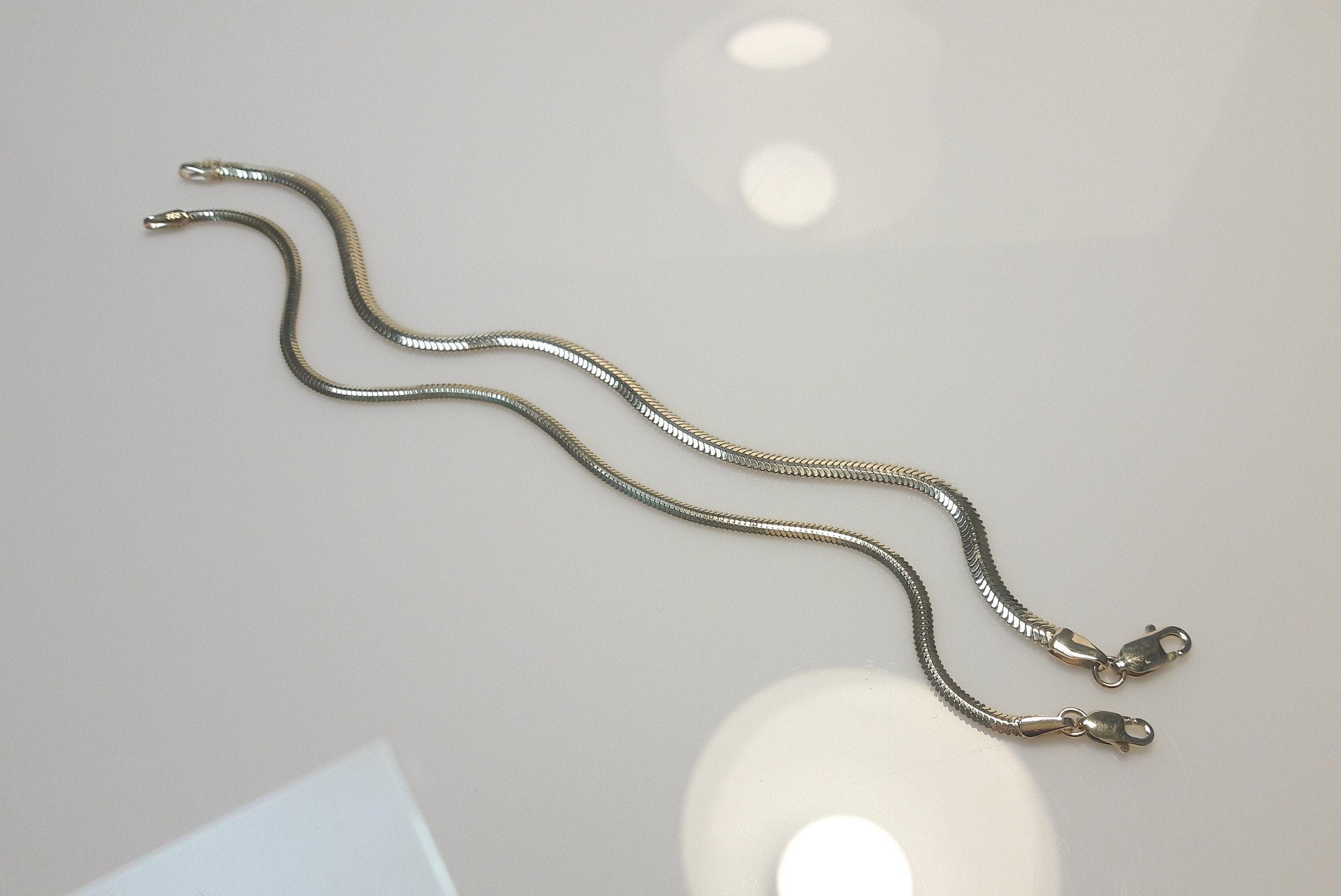 14K Snake Chain Bracelet High Polished Herringbone Chain - Etsy