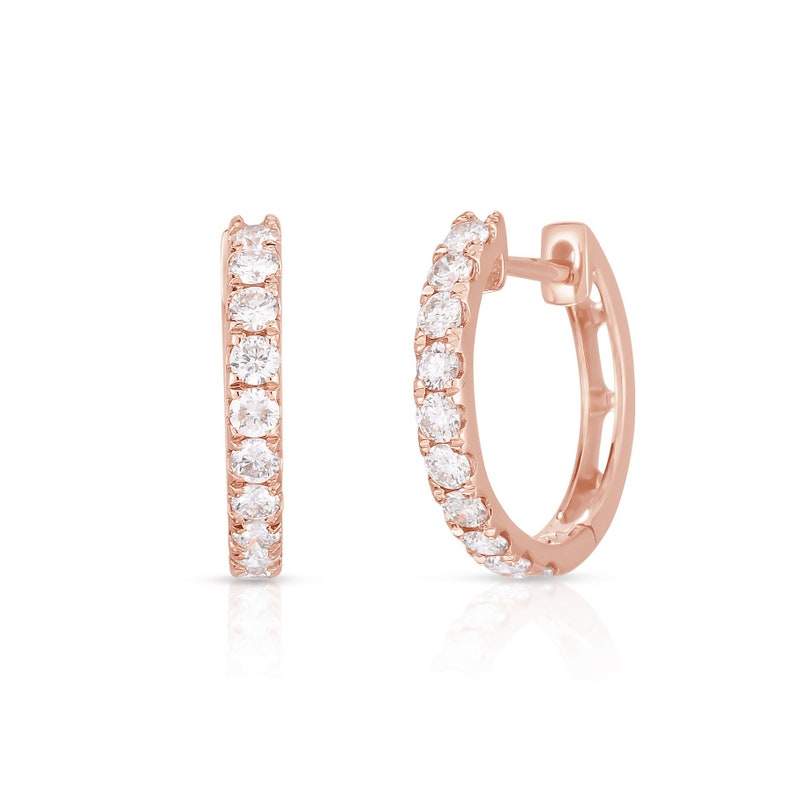 Petite Hoops Big Diamond Hoops Standart Hoops Geniue Diamond Earrings 14K Solid Gold Hoops Diamond Earrings Diamond Huggies