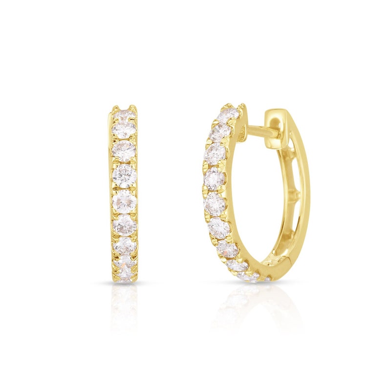 Petite Hoops Big Diamond Hoops Standart Hoops Geniue Diamond Earrings 14K Solid Gold Hoops Diamond Earrings Diamond Huggies