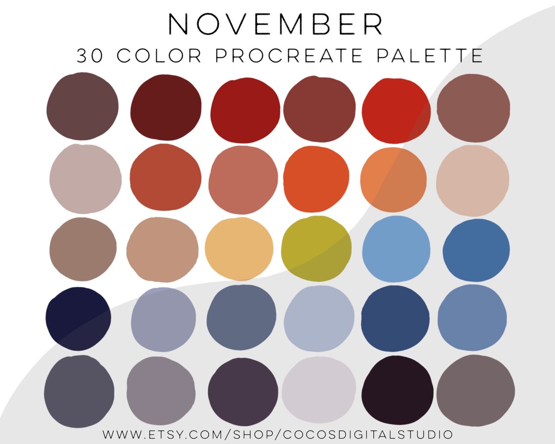 November Procreate Color Palette November Colors Fall Etsy