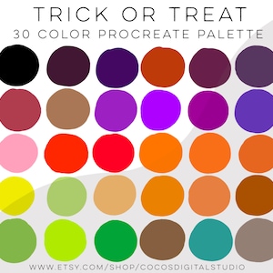 Trick or Treat Procreate Color Palette and Swatches for Halloween and Fall - Clolour Palette
