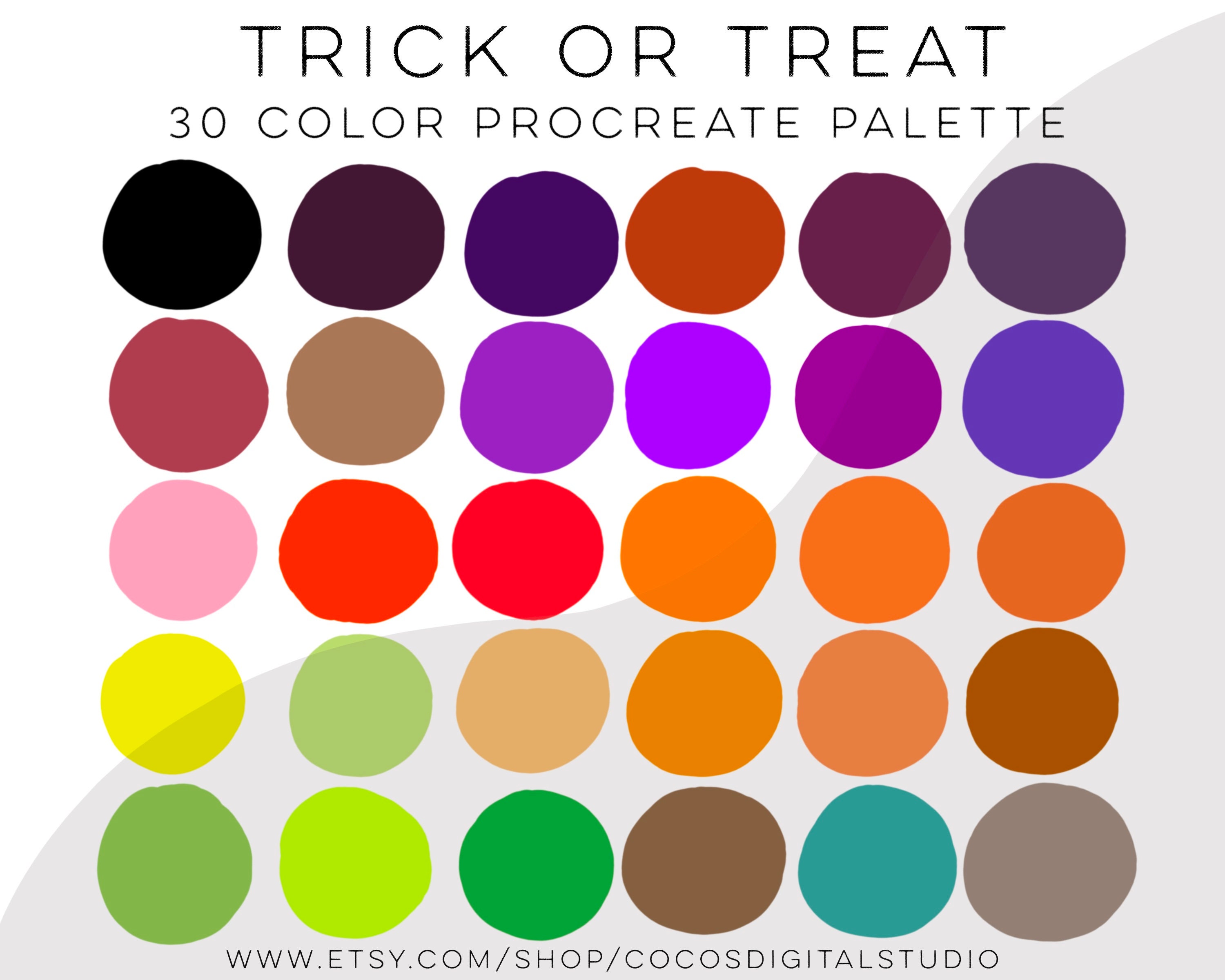 Trick or Treat Procreate Color Palette & Swatches for Halloween and Fall