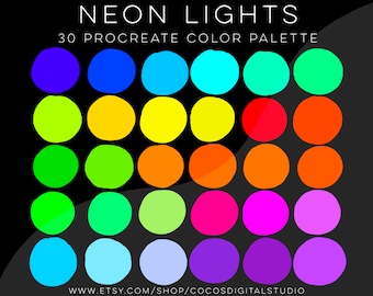 Neon Lights - Procreate Color Palette - Bright Neon Color Swatches - Digital Swatches - Neon Colour Swatches - ipad illustration - ipad tool