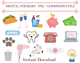 デジタルプランナーステッカー | 毎日のプランナーステッカー | Goodnotesステッカー | かわいいデジタルステッカー | PNGファイル