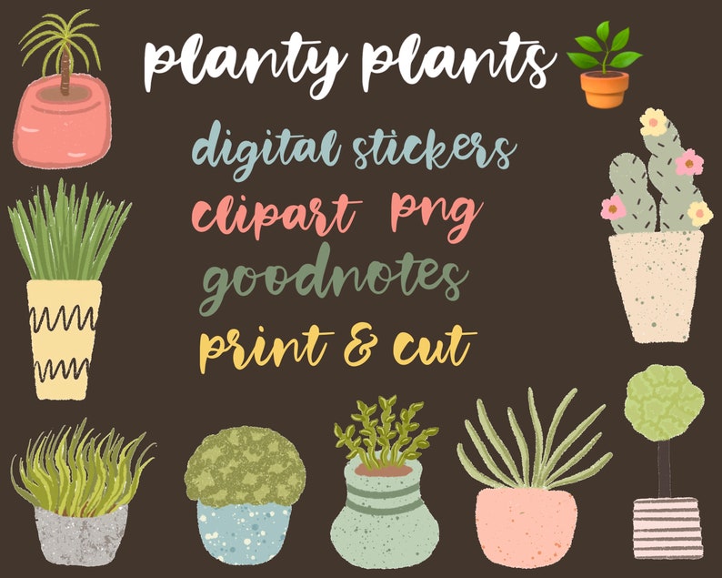 Plant Goodnotes Stickers - Hand Drawn Clipart PNG (digital Download) - Etsy