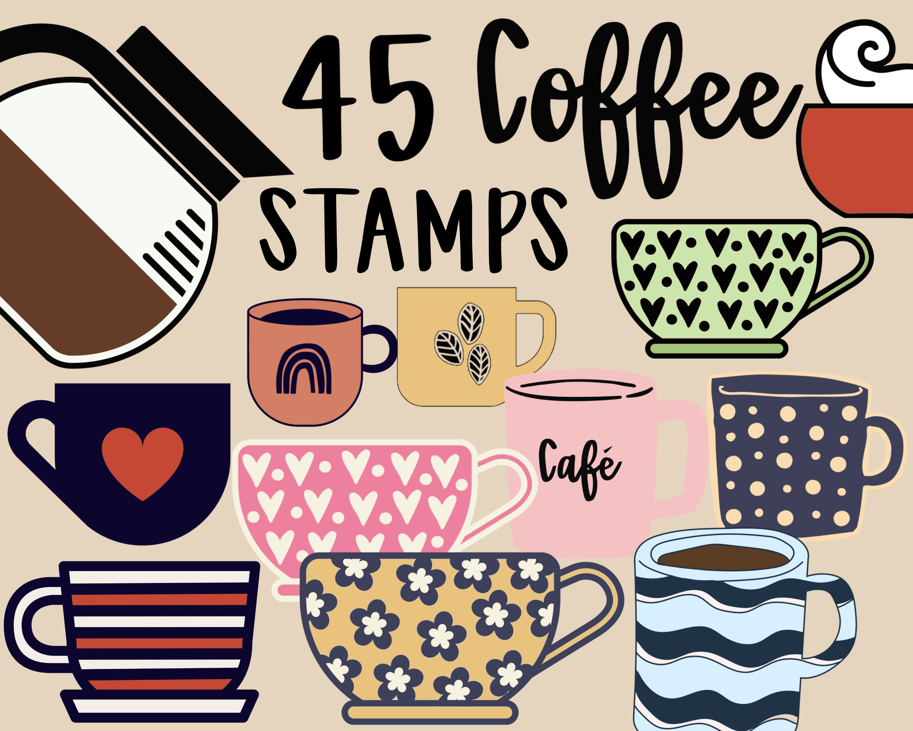 Coffee and Tea Cup Stamps for Procreate Coffee Procreate Etsy