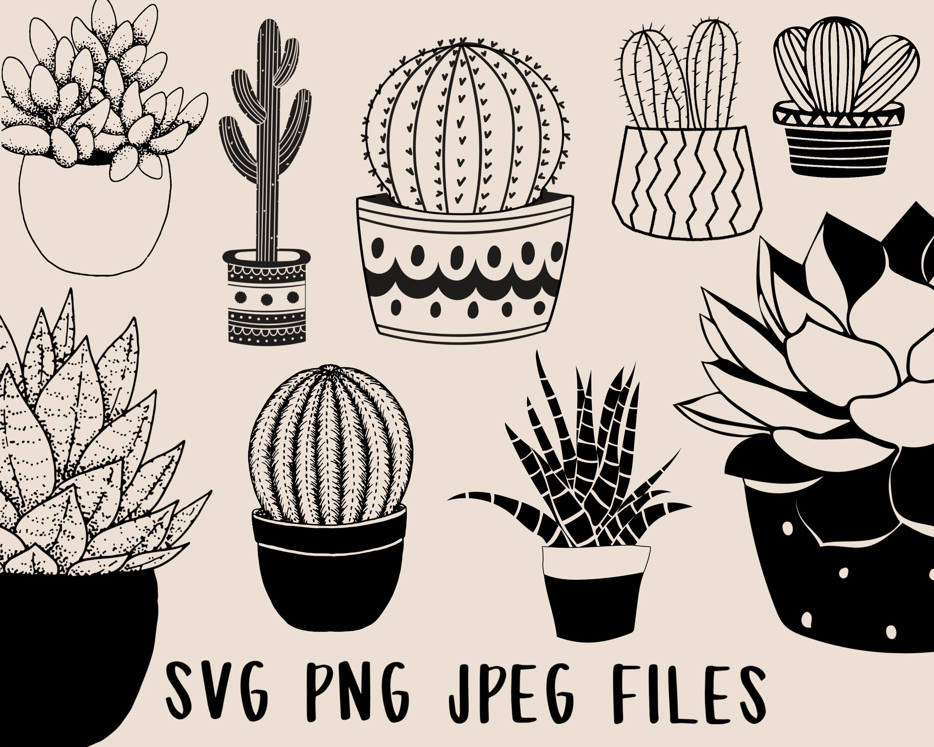 Cactus Pots Svg Bundle Succulents Svg Cactus Svg Potted Plants Svg