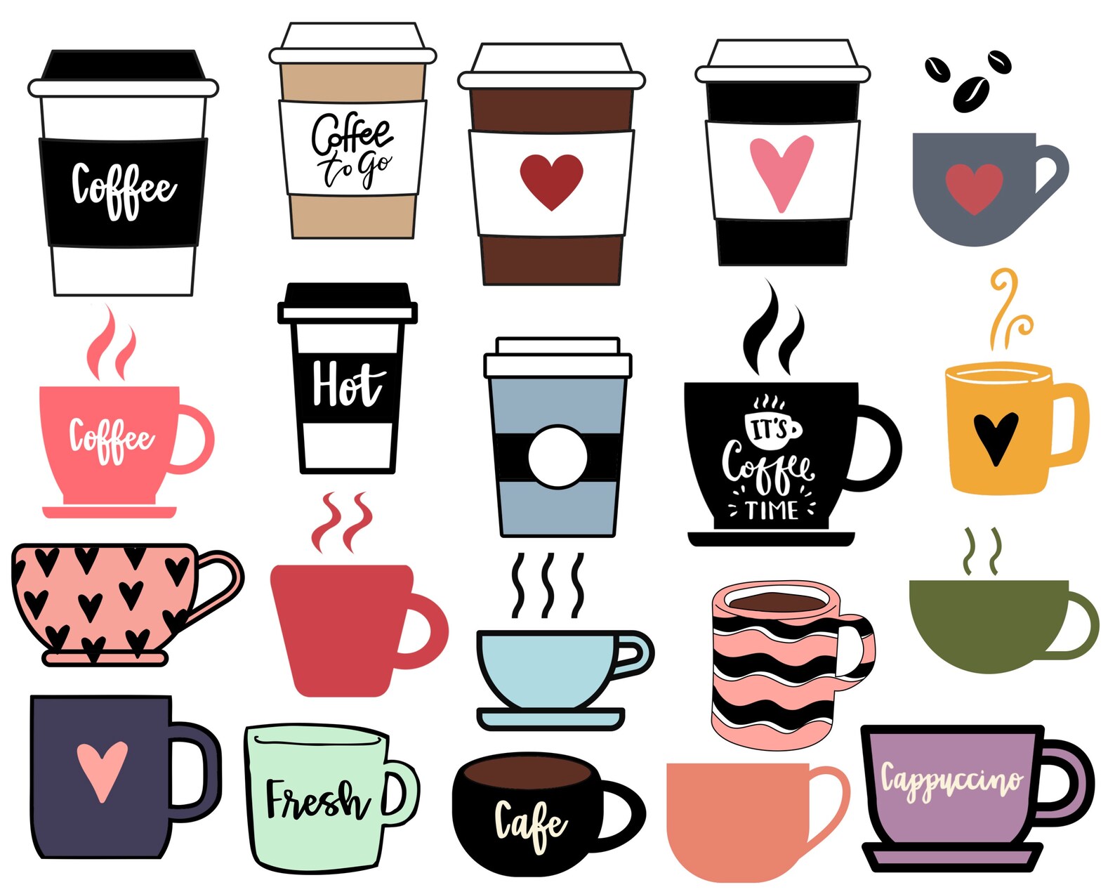 Coffee and Tea Cup Stamps for Procreate, Coffee Procreate Stamps ...