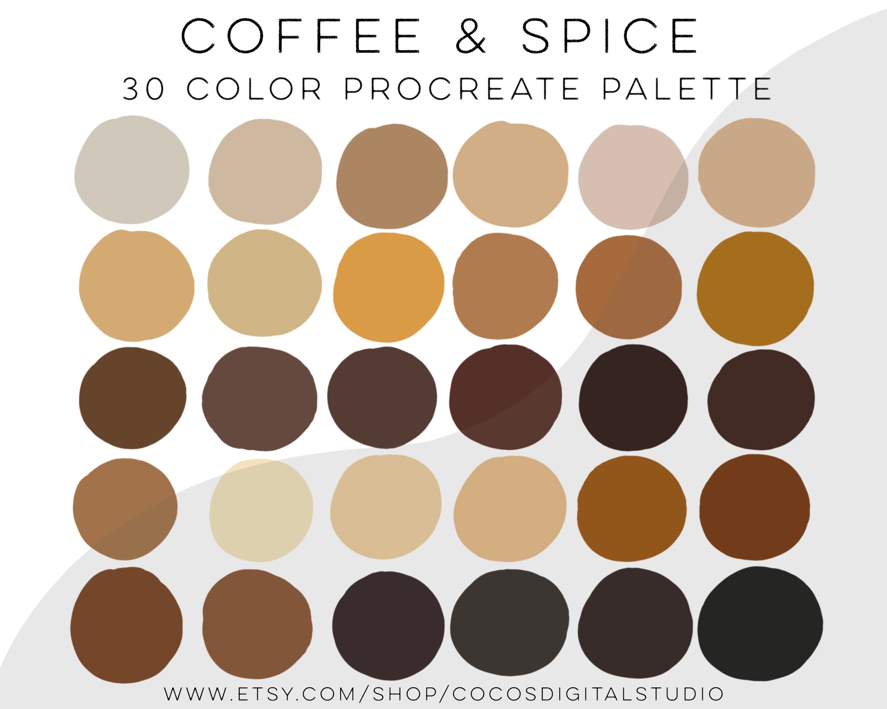 Coffee Color Palette Procreate Color Palette, Hand Picked Swatches, Brown  Shades, Procreate Tool 