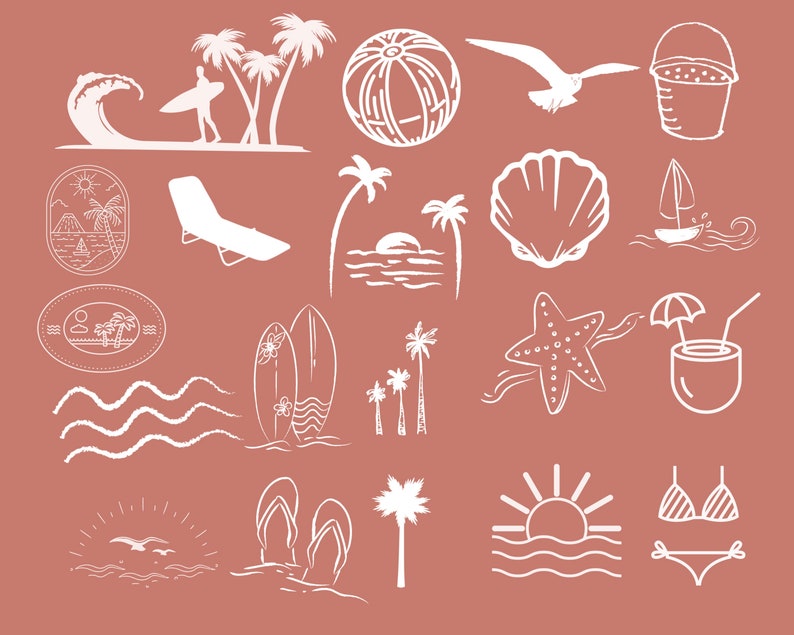 Procreate Beach Stamp Brush Set: 20 Ocean Theme Stamps (digital ...
