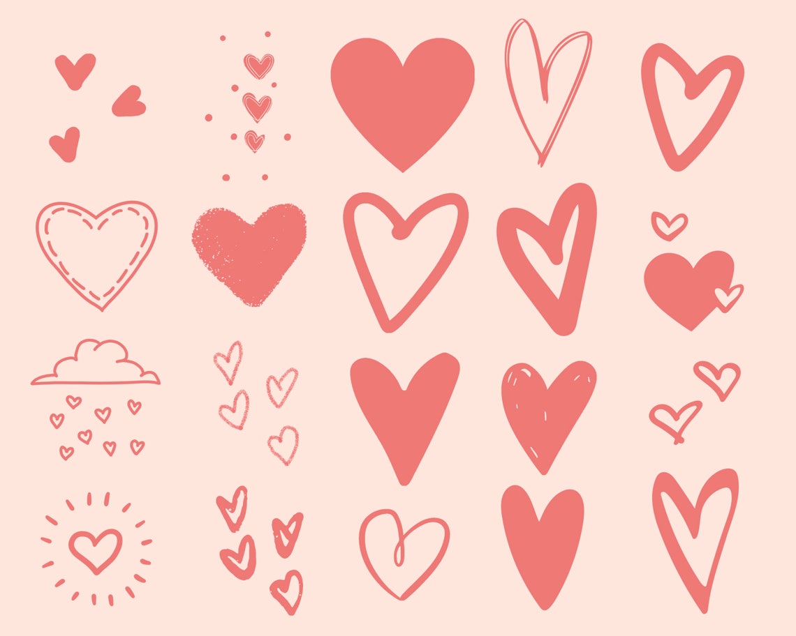 Procreate Heart Stamps, 35 Procreate Brushes, Hearts Procreate Stamp