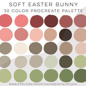 Soft Bunny - Procreate color palette - Soft colors - digital swatches - spring color palette - pink color palette - rose and green neutrals